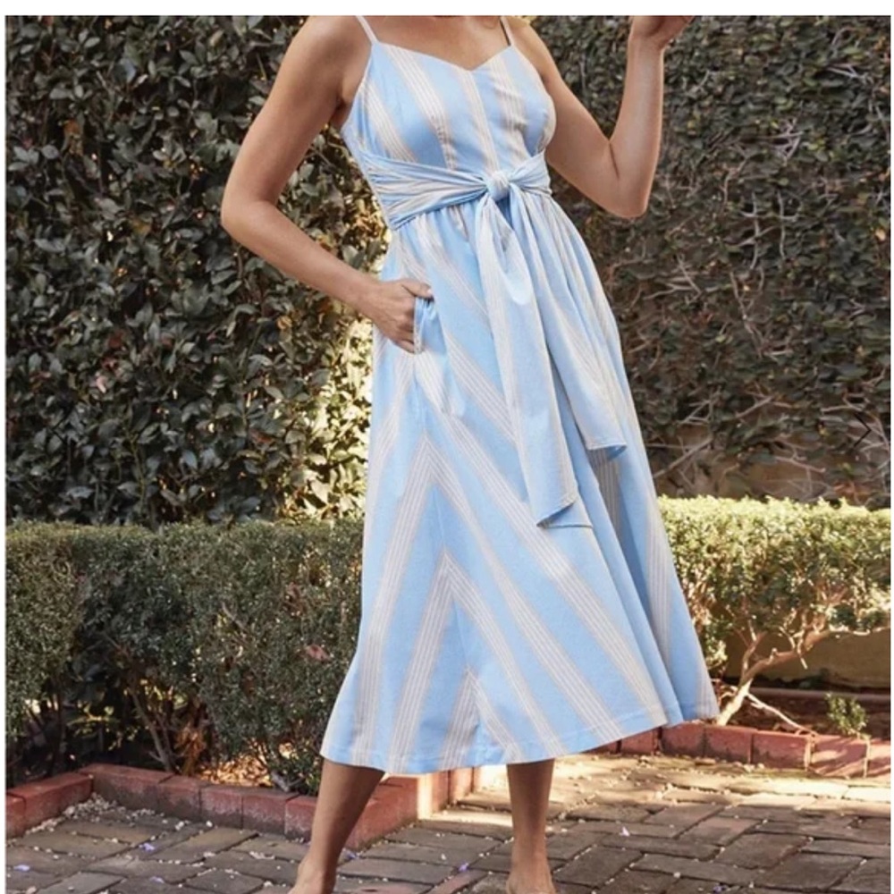 Summersalt The Coastal Poplin Tie-Waist Midi Dress size 2XL
